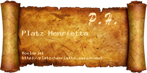 Platz Henrietta névjegykártya